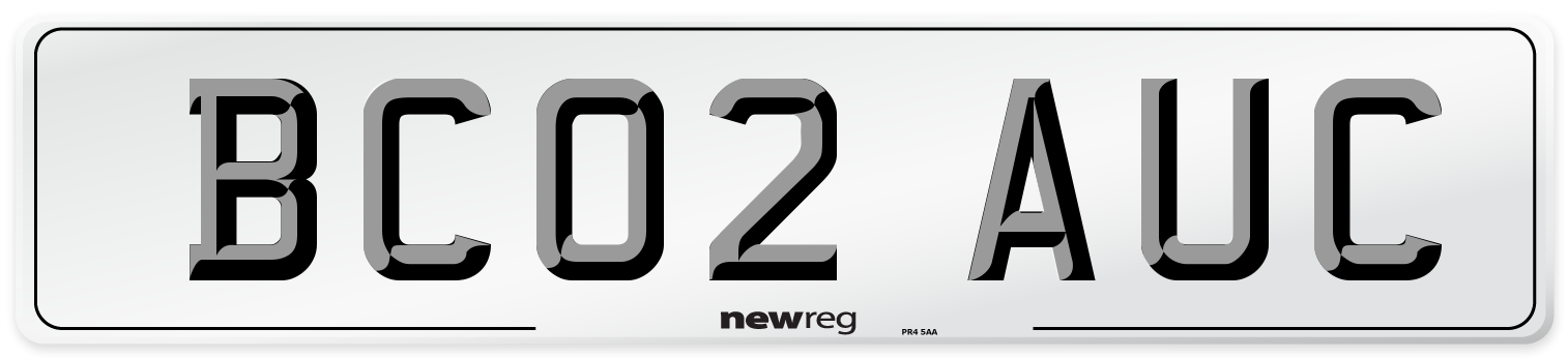BC02 AUC Number Plate from New Reg